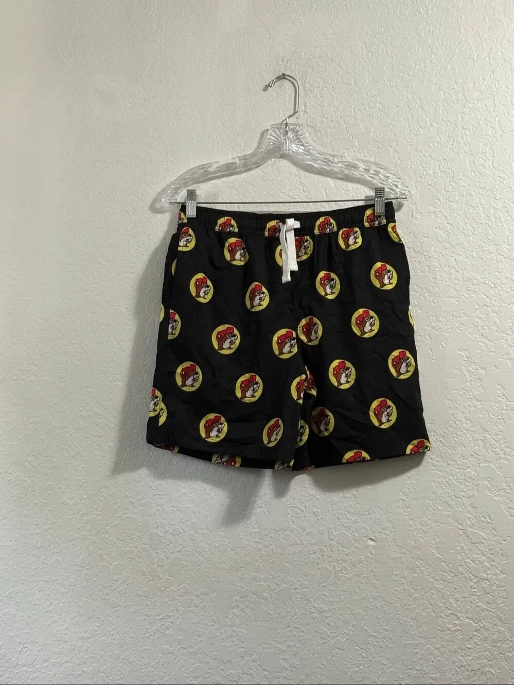 Youth  XL-XTRA LARGE Buc-ees Swim Black Trunks Shorts  Beaver Print Drawstring